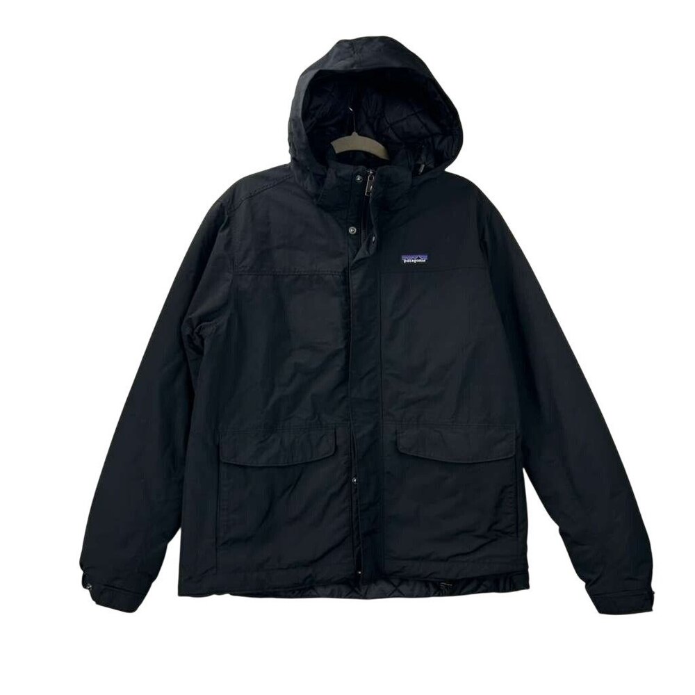Patagonia Men's Size Large Hooded Quilted Black Winter Isthmus Jacket Full Zip - Picture 12 of 16